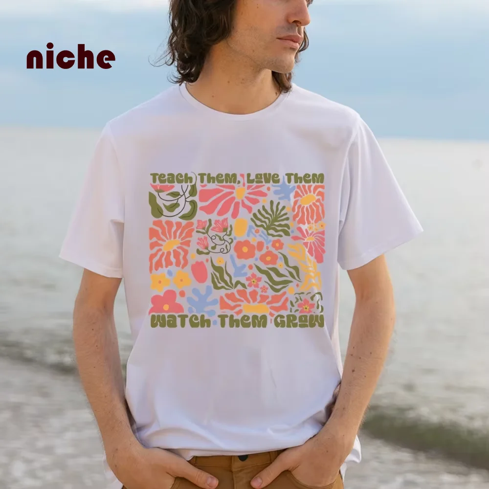 

Customized Fresh Flower Graphic Printing T-Shirt High Quality Pure Cotton Shoulder Thin Retro Y2k Style New Trend Short Sleeves