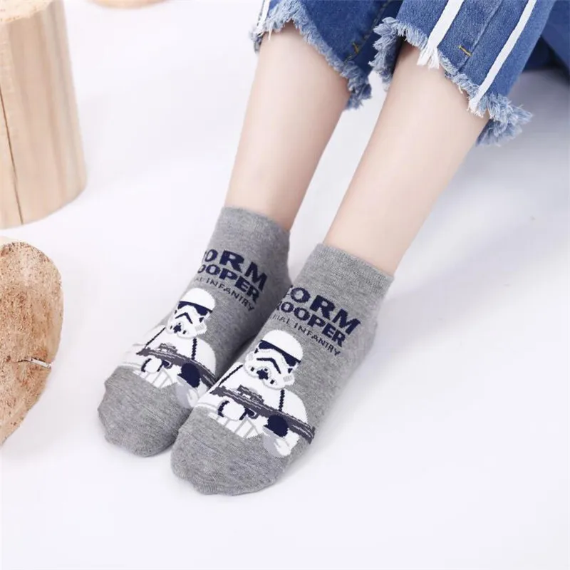 Kawaii Star Wars Anime Peripherals Yoda R2-D2 Luke Skywalker Cartoon Cotton Boat Socks Warm Outing Socks