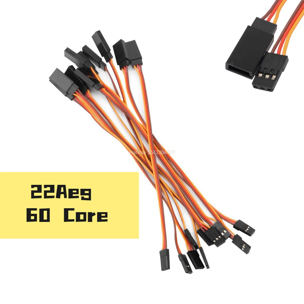 22Aeg 10Pcs 100 /150 / 200 / 300 / 500 / 1000Anti-loose 60 Core Servo Extension Lead Wire Cable for RC Futaba JR Male To Female