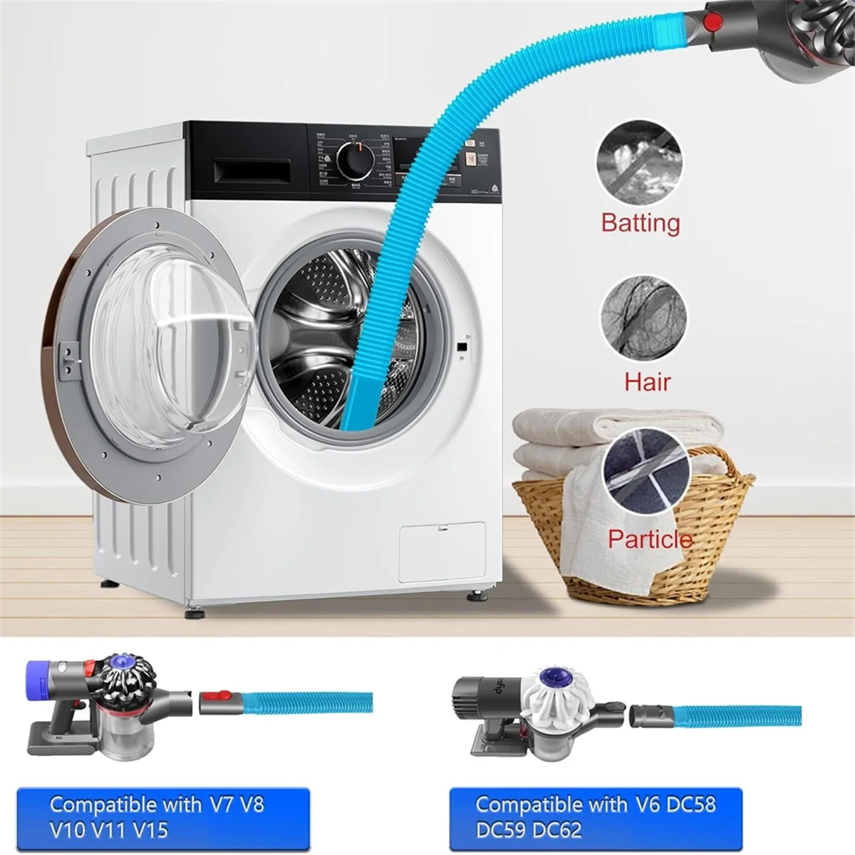 Комплект вакуумной насадки для сушильной машины ABBR для Dyson V15 V12 V11 V10 V8 V7 Gen5 V6 DC58 DC59 Шланг для сушильной машины и щетка для чистки