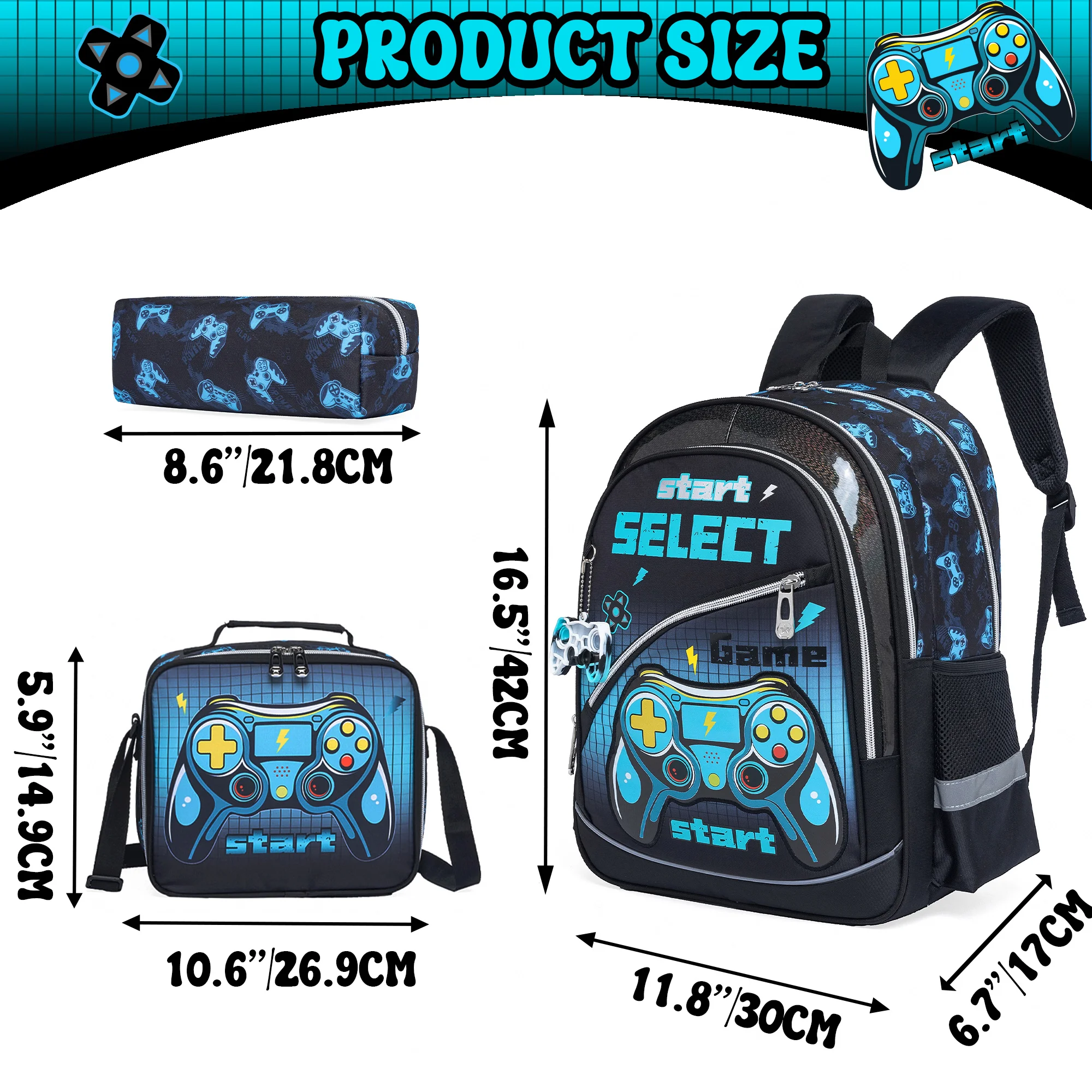 Backpack for Boys Elementary Preschool Kids Lunch Box for School