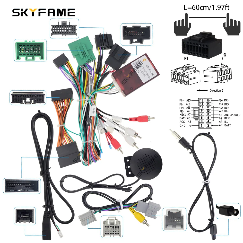 SKYFAME-arnés de cableado de coche, adaptador decodificador de caja Canbus, Cable de alimentación para Chevrolet Silverado S10 D-MAX Spark GMC Canyon GM-SS-04A
