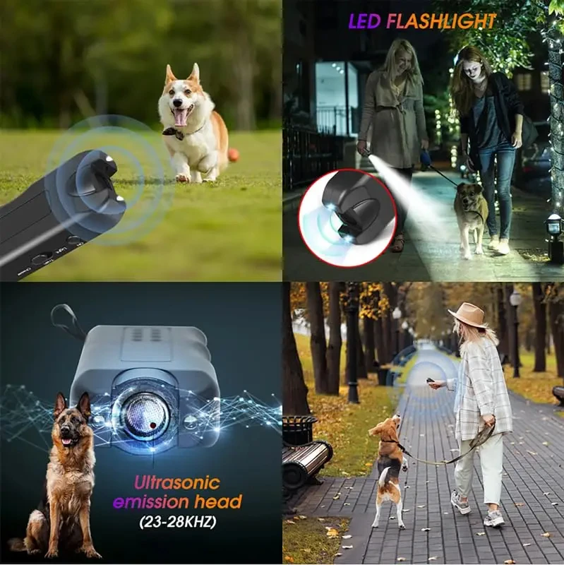Ultrasonic Anti Barking Device Rechargeable Dog Bark Deterrent LED Light Dog Training Repellent