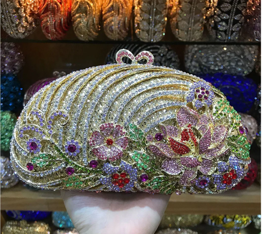 XIYUAN BRAND Multi-Colored Crystal Clutch Bags Fashion Shell Shape Women's Rhinestone Messenger Handbags Ladies Party Purses