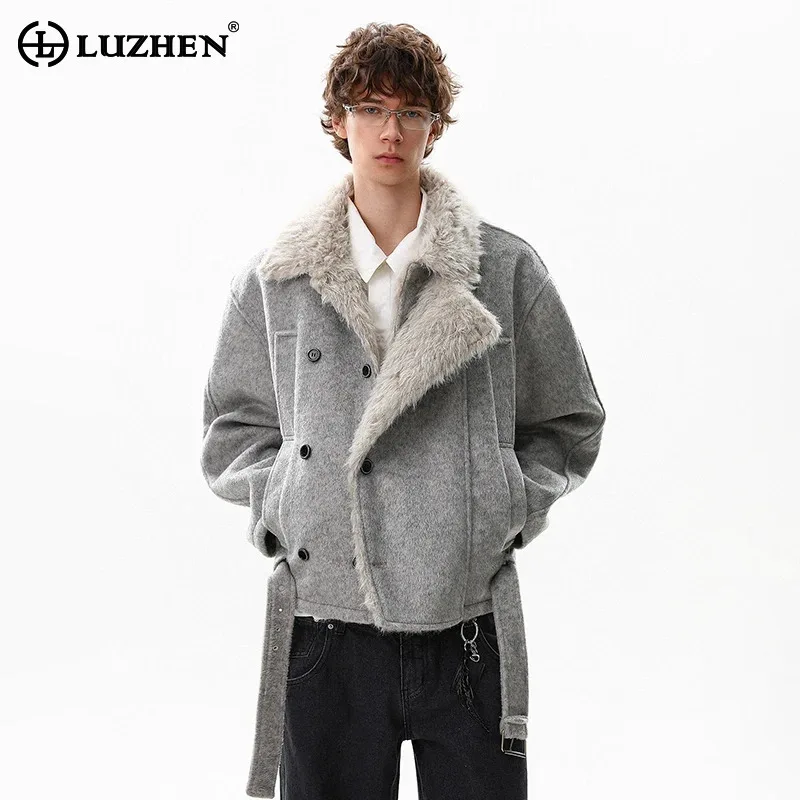 

LUZHEN 2025, новая зимняя модная высококачественная теплая повседневная куртка с подкладкой из овечьей шерсти, красивые однотонные парки JY5422