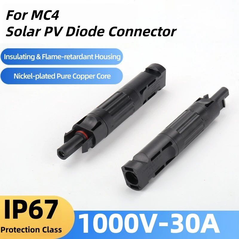 30A 1000V Solar PV Diode Connector For MC4 Anti-reverse Blocking Diode Solar Panel Parallel Connection Prevent Current Backflow