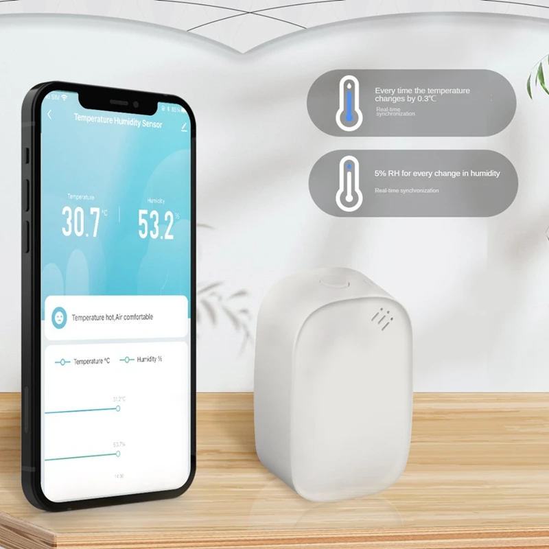 Смарт-датчик влажности и температуры для умного дома, с дистанционным управлением через приложение