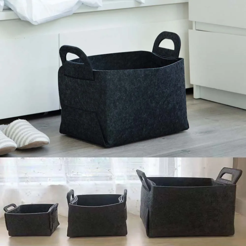 

Foldable Felt Storage Basket Solid Color Simple Kids Toy Storage Box Clothes Storage Laundry Basket Sundry Organizer