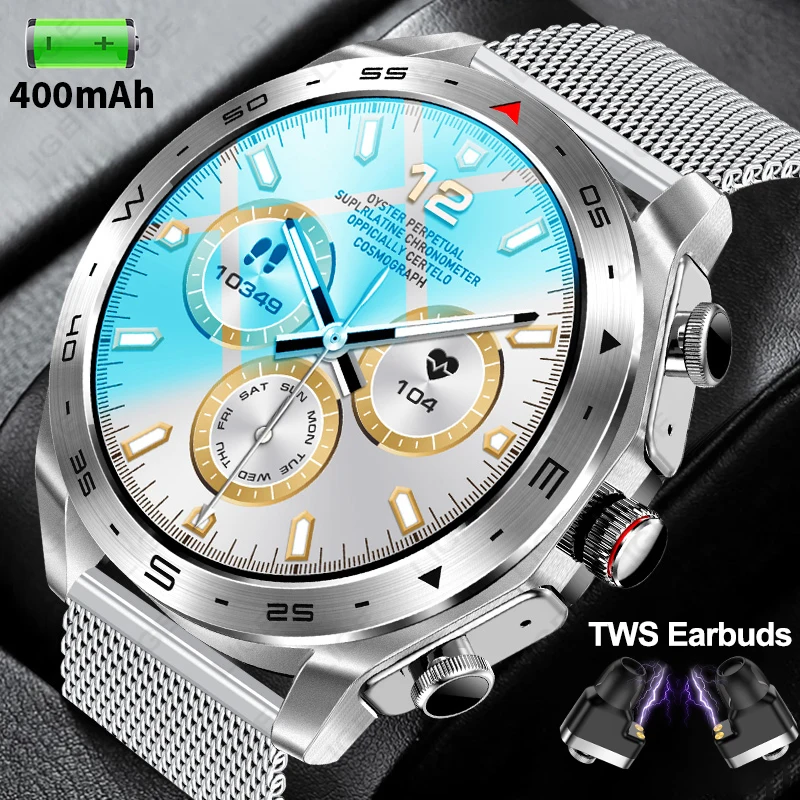 

Business Smart Watch 2 in 1 TWS Noise Reduction BluetoothCall Music Player Earphone HIFI 9D Sound Quality Earplug Smartwatch Men