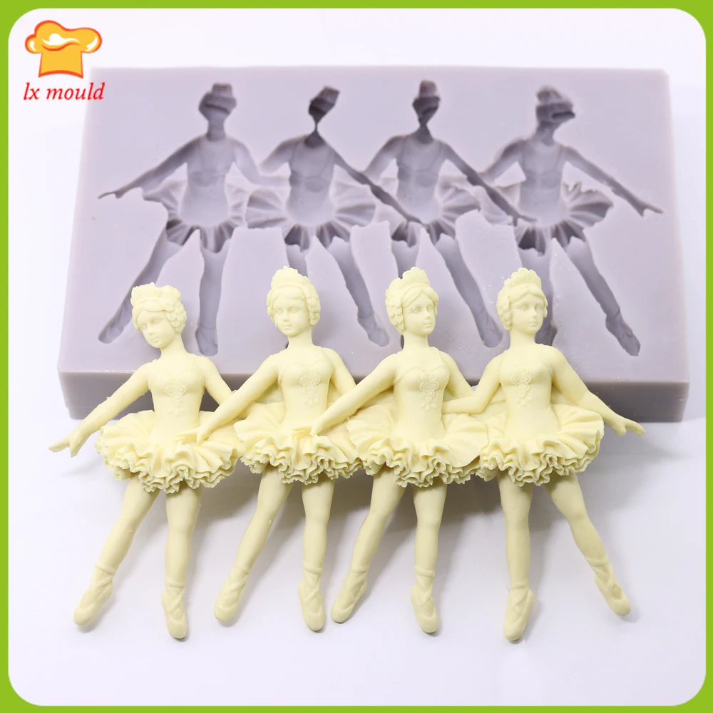 

Ballet Dancer Silicone Fondant Mould Doll Group of 4 Dance Chocolate Fondant Cake Decorating Topper Mold Sugarcraft Soap