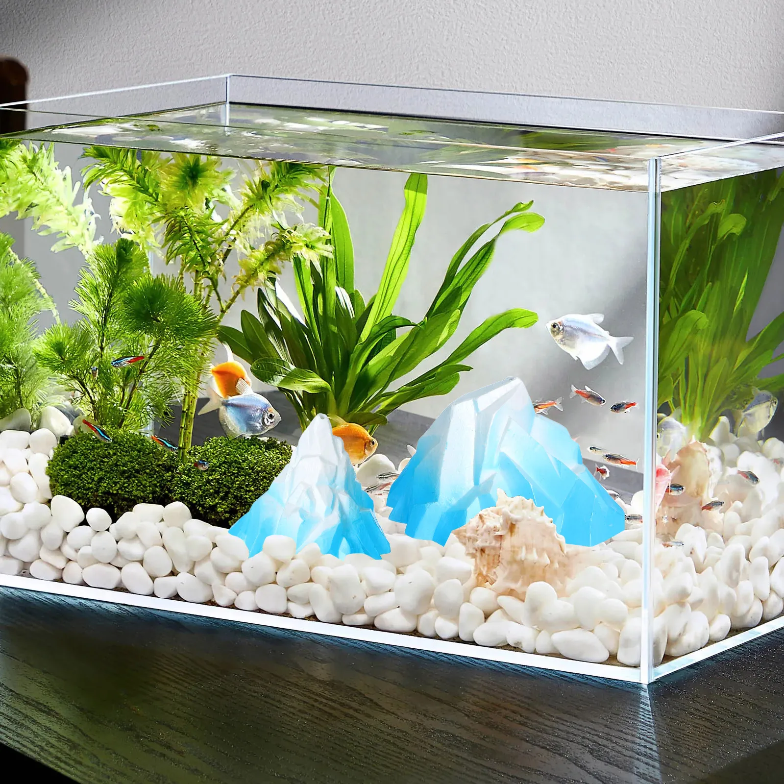 2 pezzi acquario montagne di ghiaccio pregevole fattura realistica simulazione naturale decorazione Floeberg per acquario casa