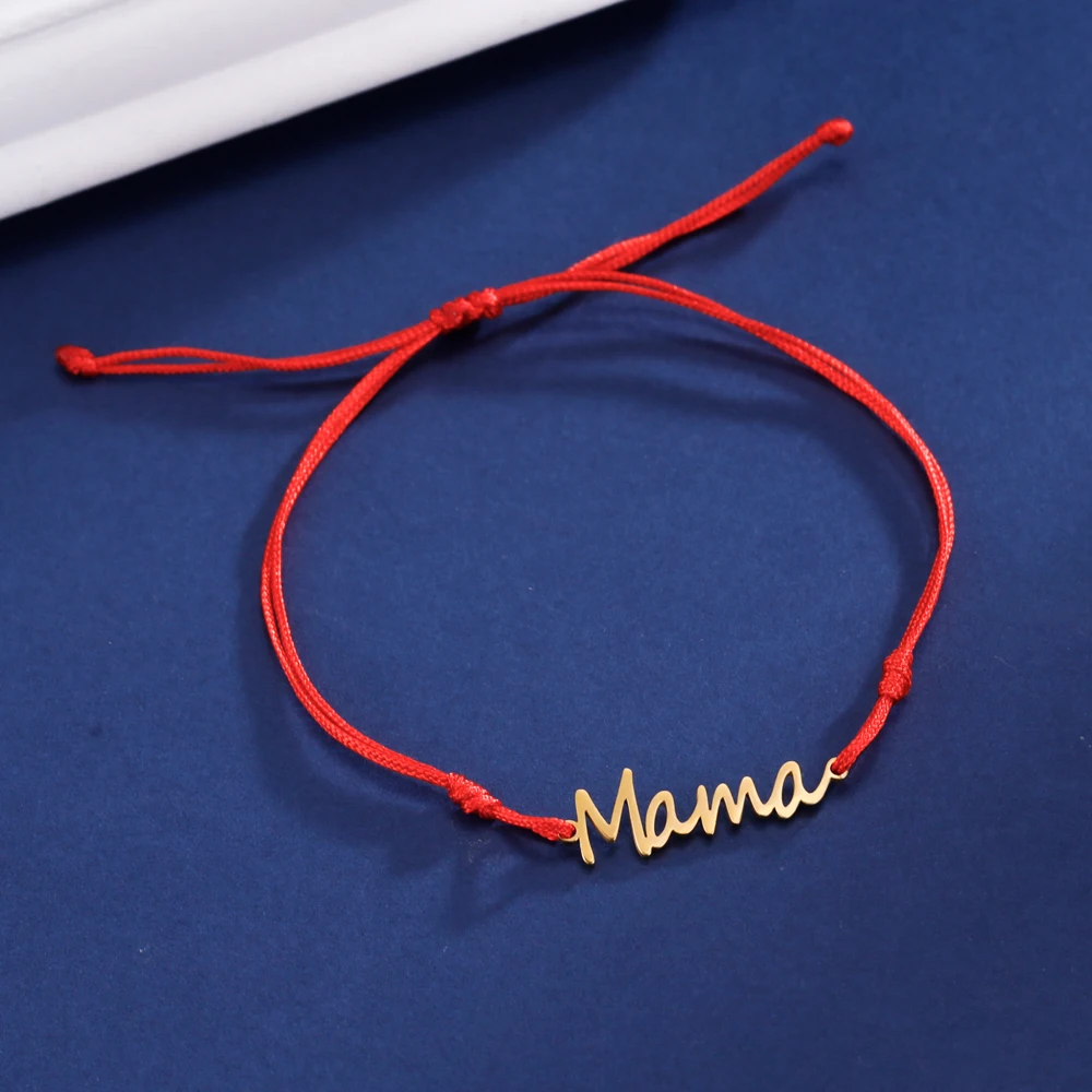 COOLTIME Mama-Buchstabe, Wachsseil, verstellbare Armbänder zur Hand, Edelstahl, Mama-Armband für Frauen, Schmuck, Muttertagsgeschenk – Detail 9