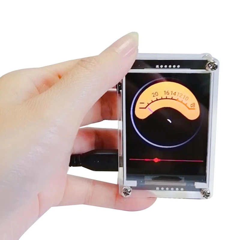 2.4 Inch Voice Activated Music Spectrum Rhythm Level Indicator VU Glow Clock HD LCD Multi-Mode