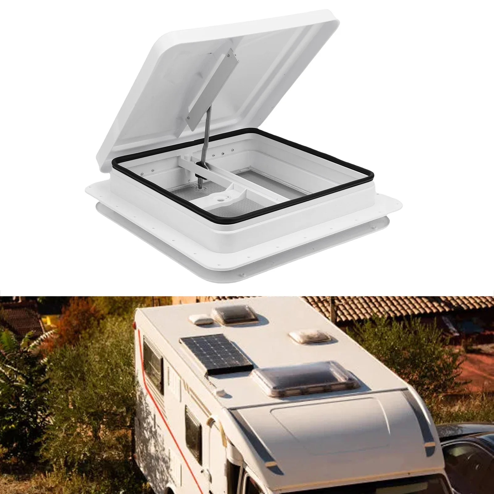RV Ceiling Vent 14x14in RV Roof Vent Kit Manual for RV Motorhome Trailer Improve Air Circulation Wide Compatibility RV Roof Vent