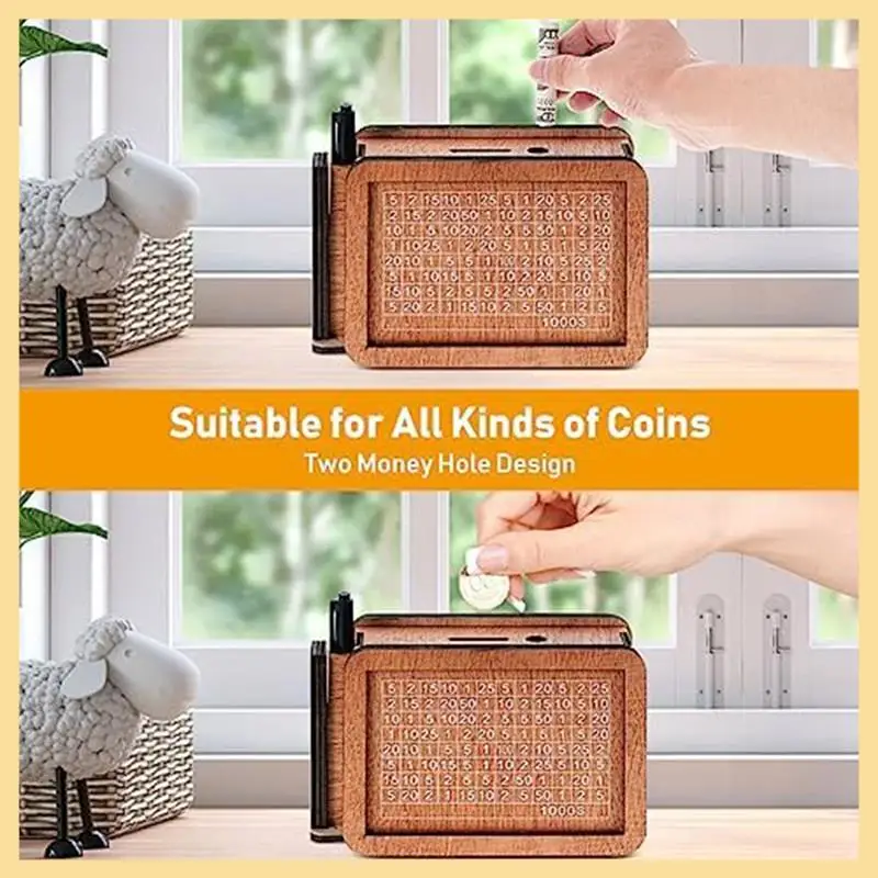 

B16C-Скарбничка для взрослых, деревянная копилка с отделением для экономии, для автомобильного фонда, дорожная копилка для медового месяца, прочная, простая в использовании