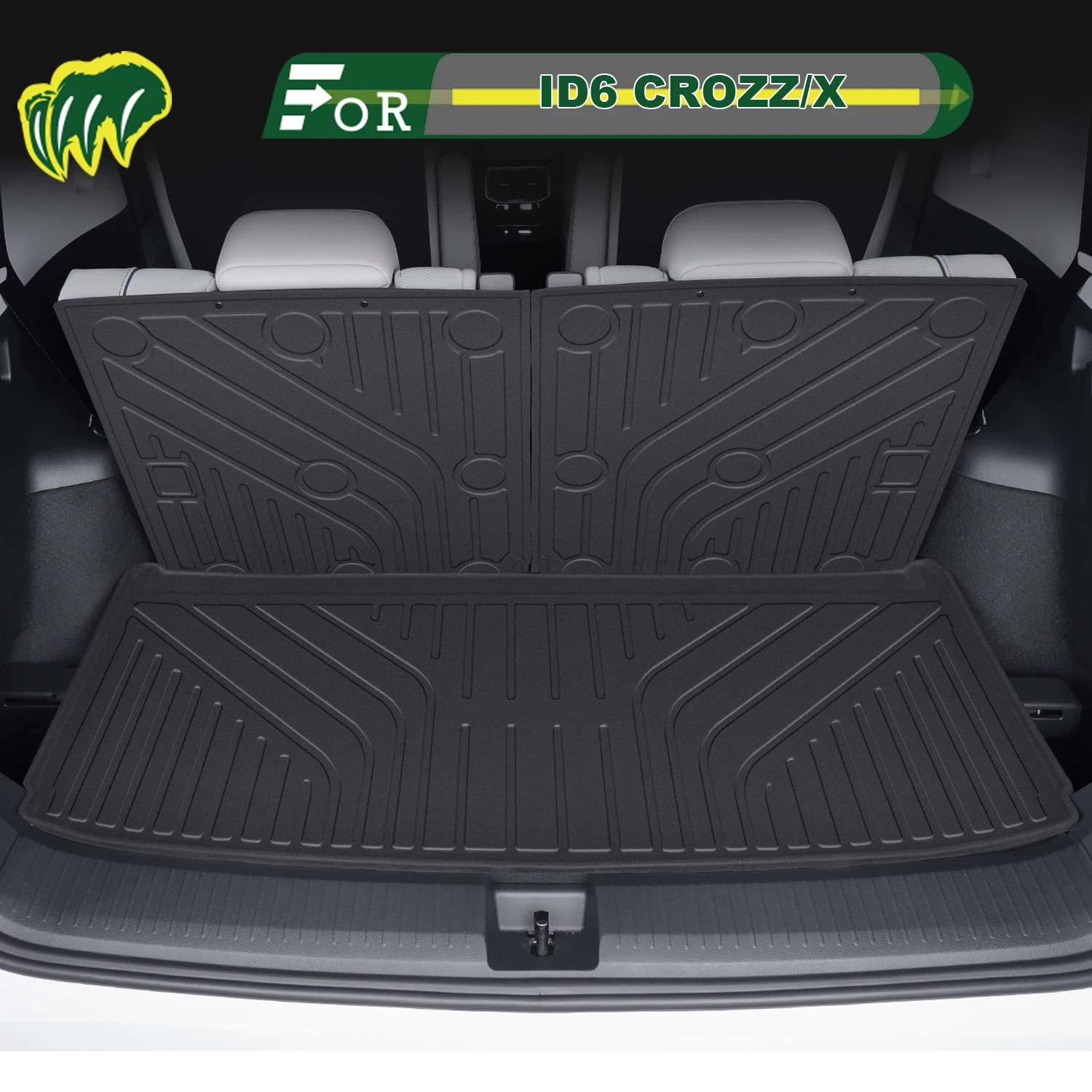 

For vW ID6 CROZZ/X 2021-2025 TPE Custom Fit Car Trunk Mat All Season Cargo Mat 3D Shaped Trunk Liner Chair-back Protection Mat