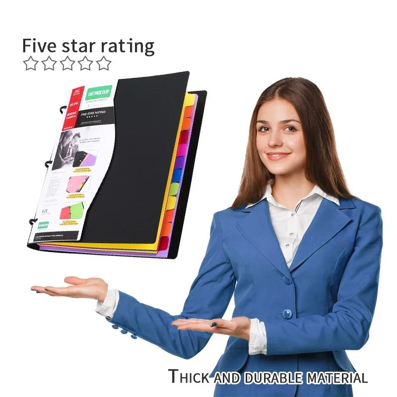 

Detachable 3 Hole Loose Leaf Binder Thick Durable With Colored Dividers Binder Cover Office Document Classification Storage A4