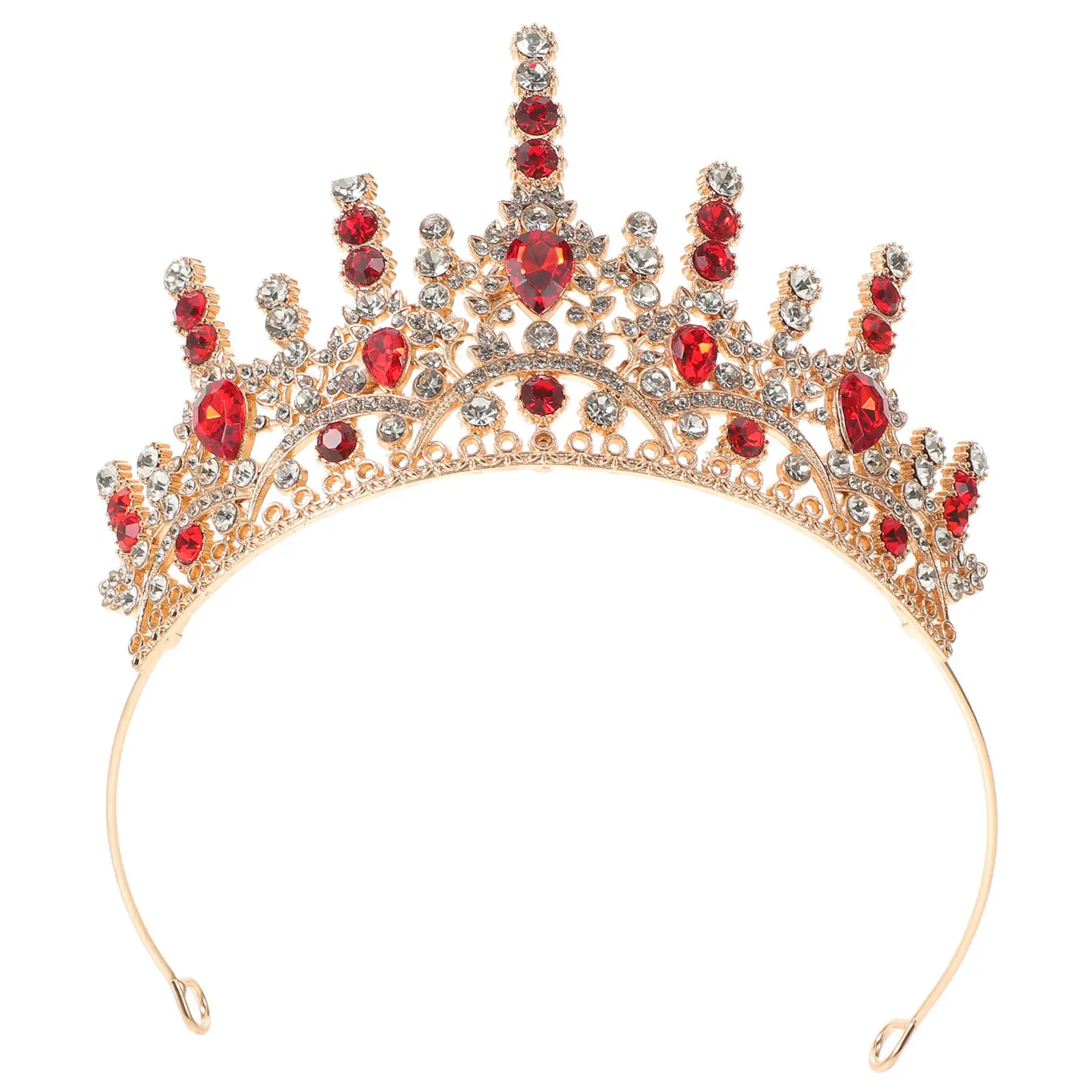 

Свадебная тиара-корона со стразами для женщин, сверкающие красные кристаллы, роскошная повязка на голову в стиле королевы, аксессуар для волос невесты, для прически-пучка и фаты