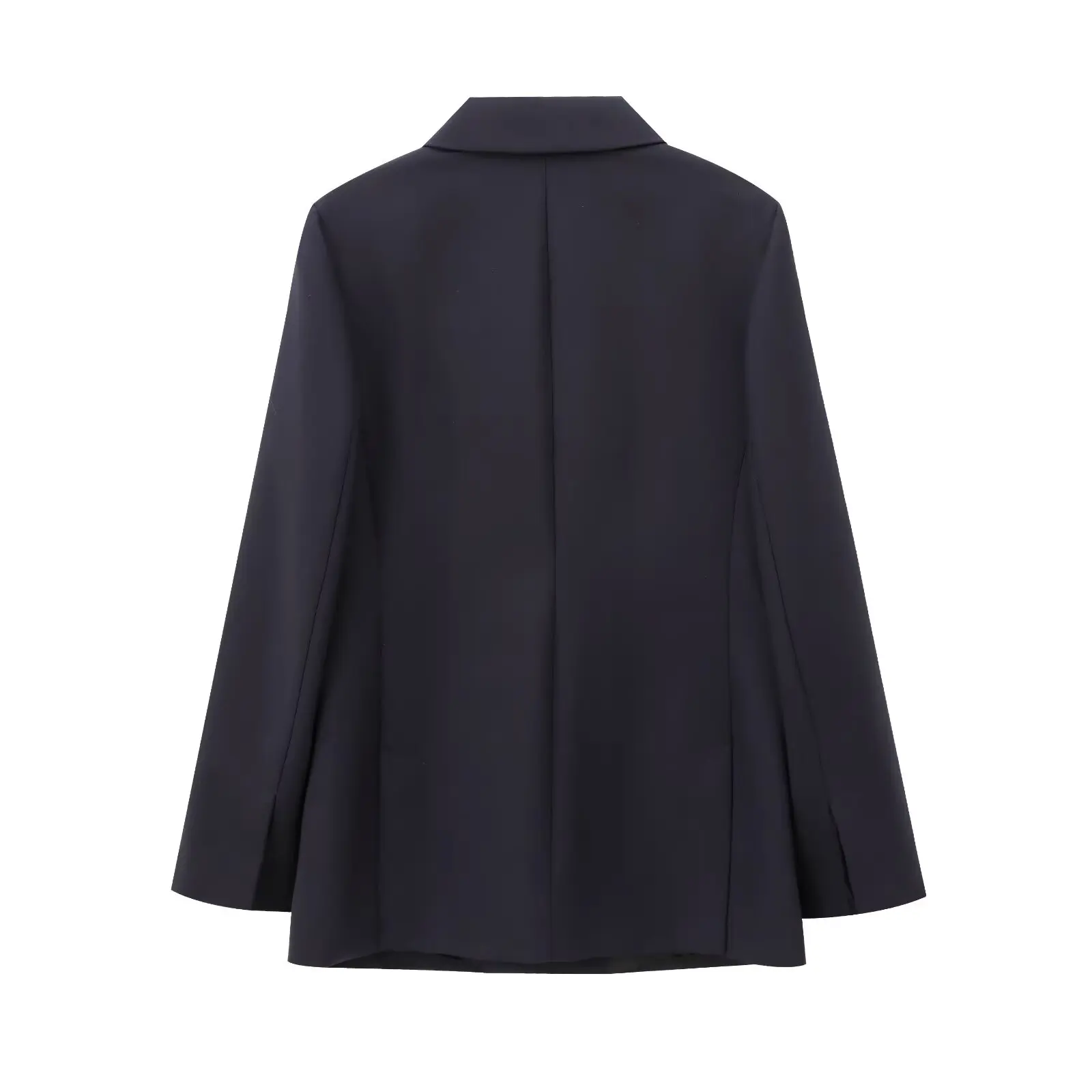 Withered British Fashion Women's Double Breasted Suit Blazers Women Minimalist Navy Blue Suit Jacket Ladies