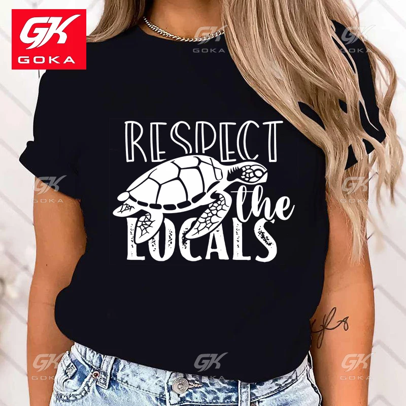 Premium Cotton T Shirt Women'S Fashion Funny Protect The Ocean Respect The Locals Letter Print T Shirt Female Casual Unisex Tops