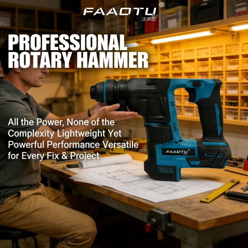 

Аккумуляторный бесщеточный перфоратор FAAOTU HR140D18V для бетона, металла, дерева, совместимый с аккумуляторами MT