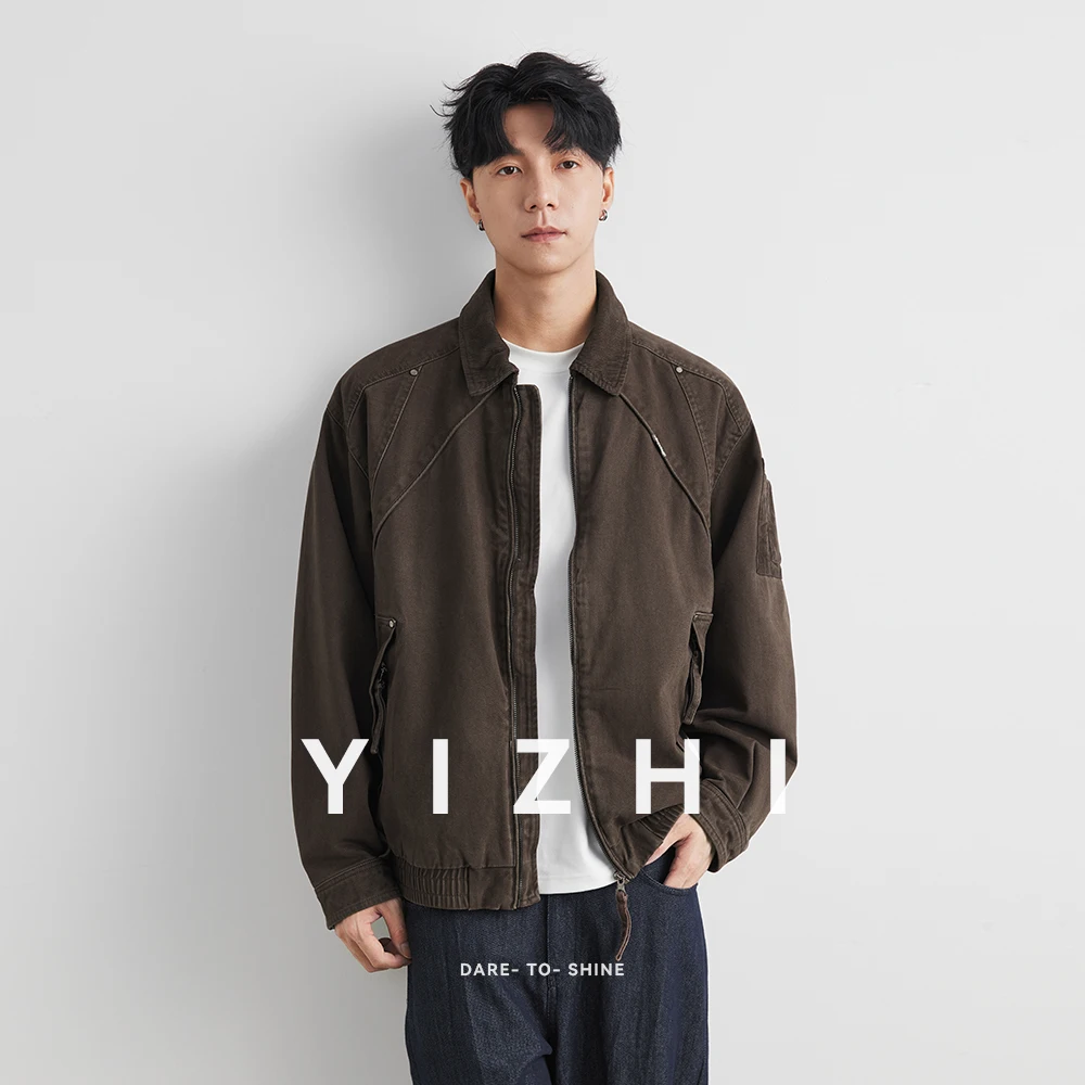 

Fashion Men's Fashion Brand American Style Zipper Work Jacket Casual Washed Autumn New Men's Jacket Loose Fit Casual Wear