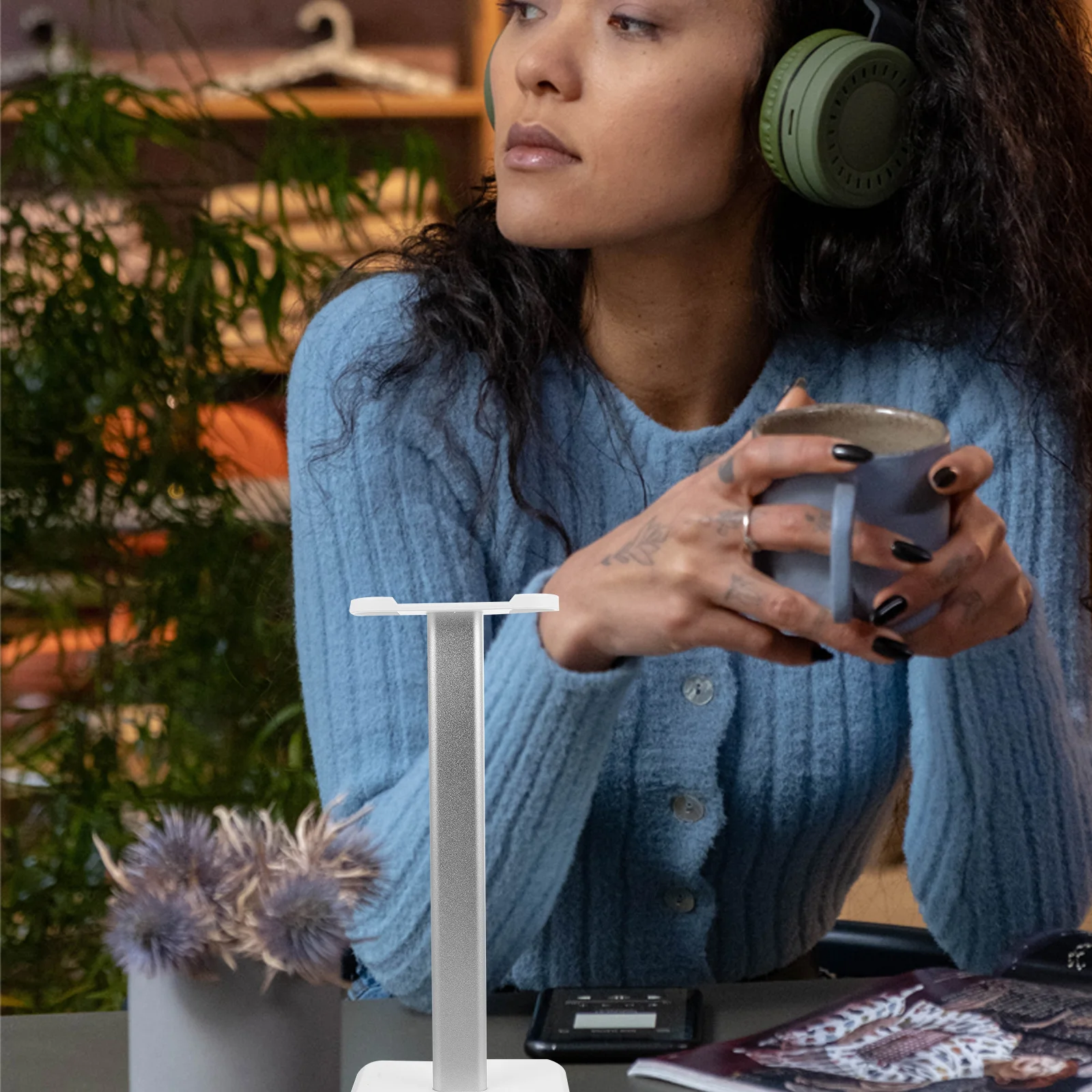 

Headphone Holder Stand White Aluminum Desktop Organizer For Wide Headband Headsets Display Rack Office Gaming Setup Headphone