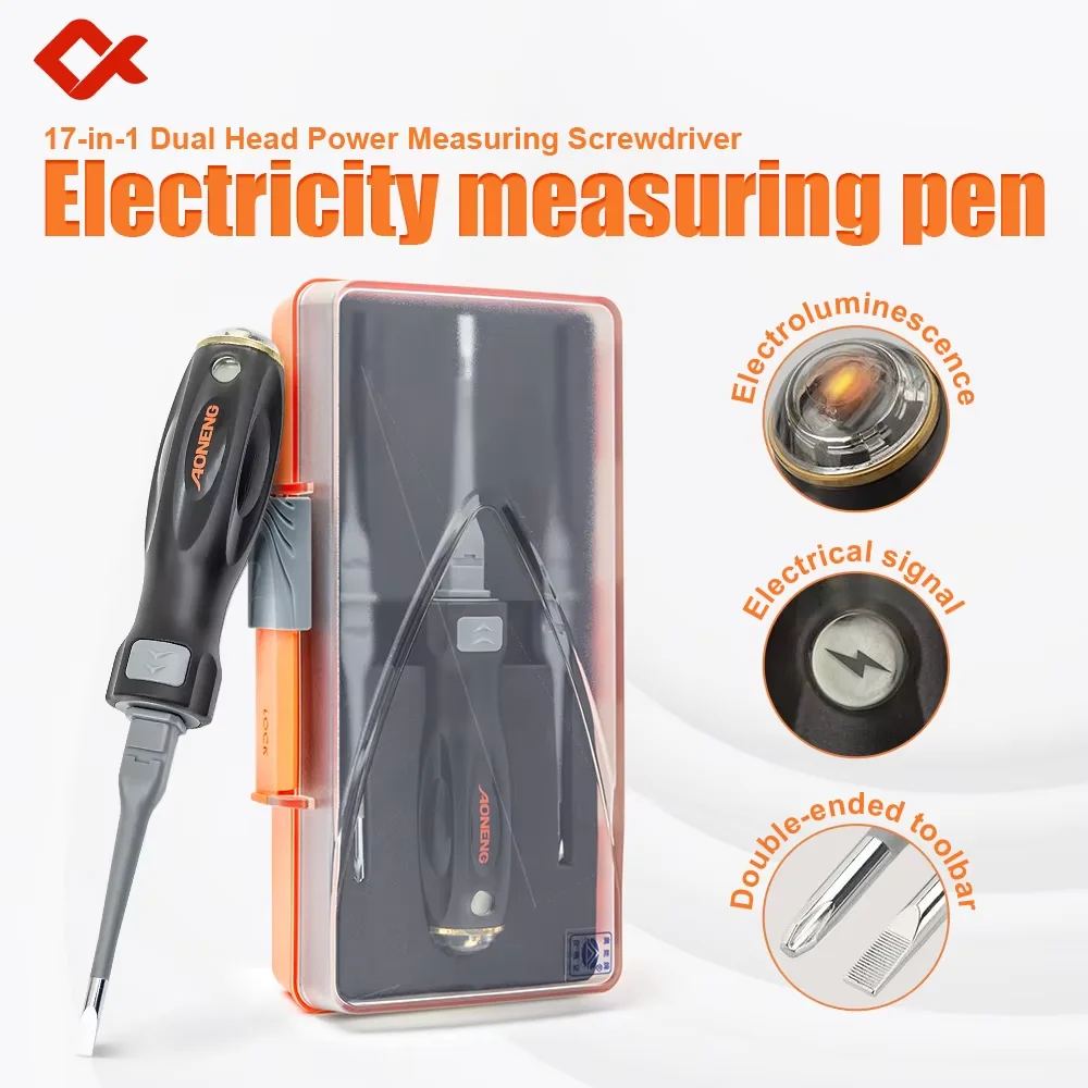 100-250V 17-in-1 Dual Head Power Measuring Screwdriver Electricity measuring pen Insulated Electrician Pocket Tester Pen Tools