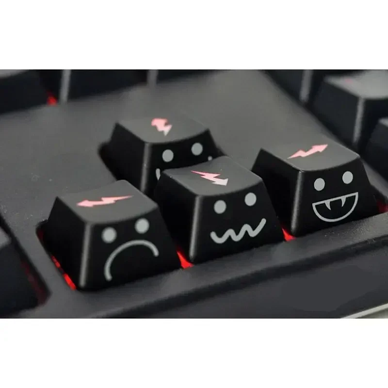 New Cute Emo Keycap Set WASD Arrow Broadside Lighting Key Cap for Mechanical Keyboard Compatible with MX Switch Home Decor
