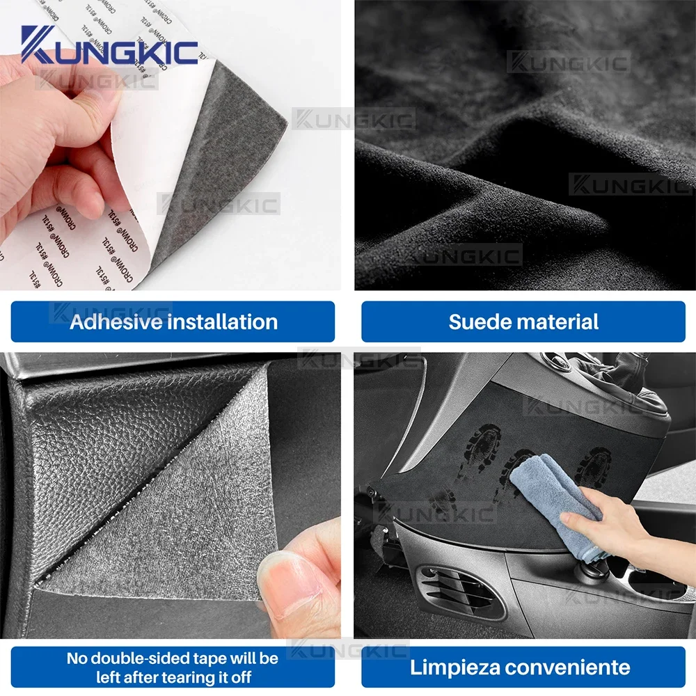 Top Suede Sticker For Fiat 500 Abarth 595/695 2016-2024 LHD RHD Car Anti-kick Pad Under Gear Shift Interior Trim Accessories view 5