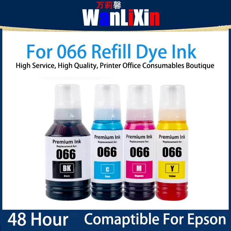 

1 SET CMYK 066 Refill Dye Ink Compatible For Epson Ecotank L4366 L4368 L6378 L6379 L6398 L6376 Printer