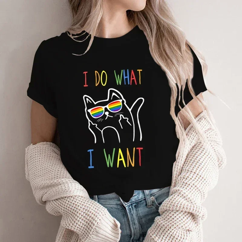 

Harajuku Streetwear Cat Lgbt I Do What I Want Shirt LGBTQ Tshirt Women Tshirt Graphic Tshirt Vintage Aesthetic T Shirt Y2k Top