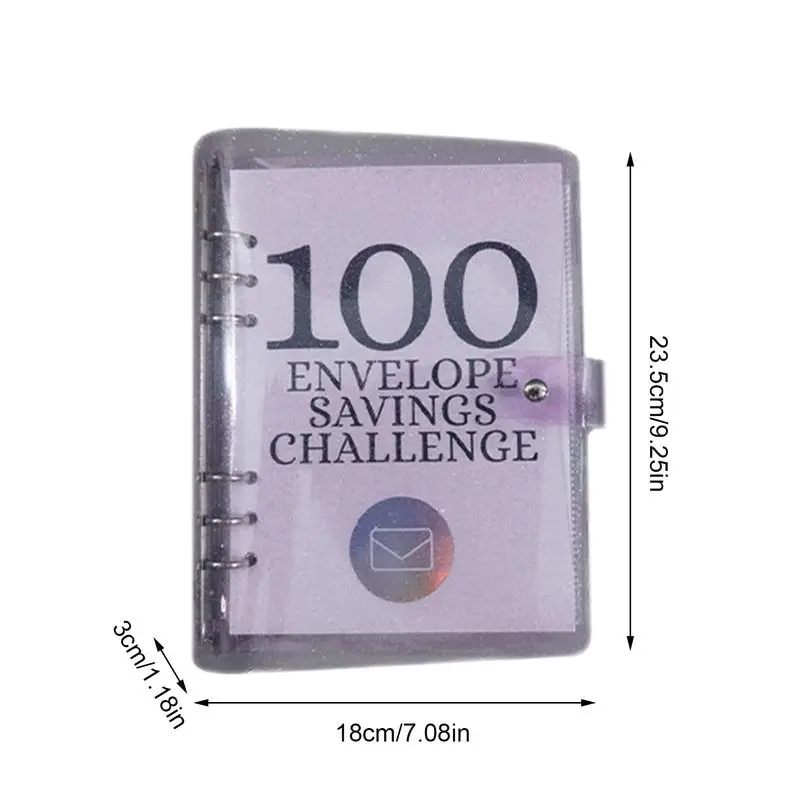 100 Envelope Money Saving Challenge Book Binder Collect Book Set 100 Pockets Number Sleeves Loose Leaf Binder Full Set Holder