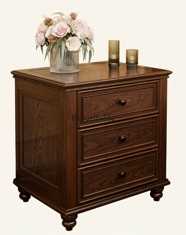 

American solid wood bedside table small household ash wood high-end edge cabinet