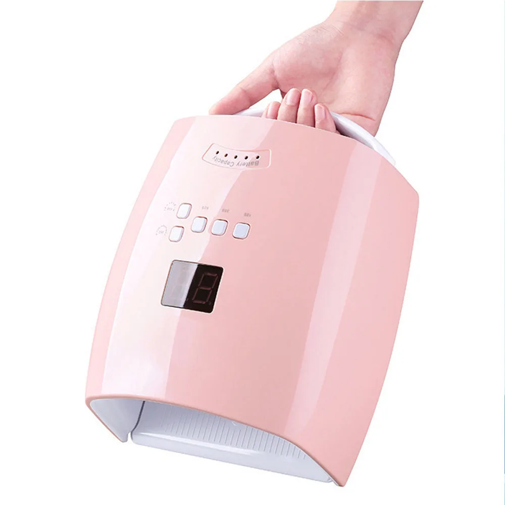 High Level Cute Looking Durable Rechargeable 66W Wireless Inductive UV LED Nail Lamp with Handle