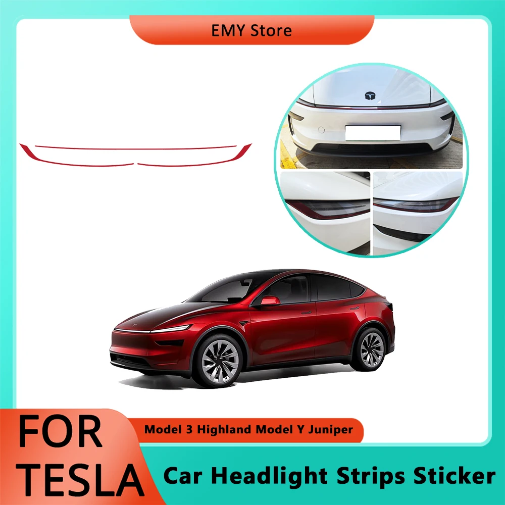 

Модель 3 Highland Model Y Juniper 2025, наклейка на полосы фар автомобиля для Tesla, декоративная полоса, пленка для изменения цвета, внешние аксессуары