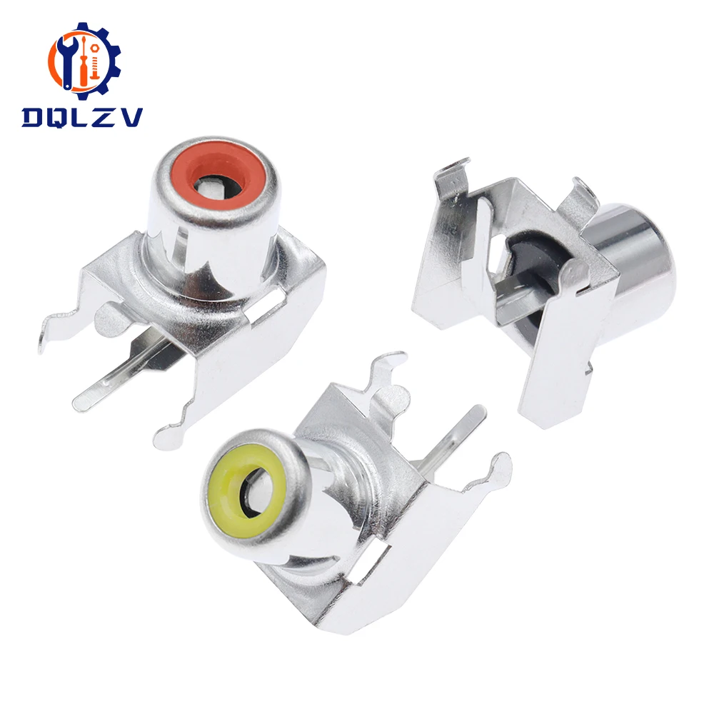 Lotus Seat AV Socket 4Pin RCA Single-hole PCB Soldering Audio Video Female Connector Nickel-plated