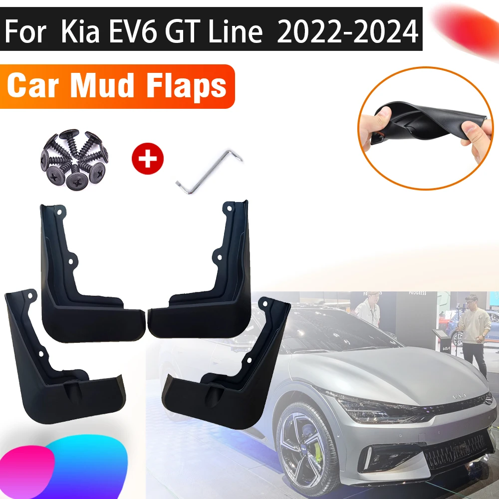 4 PCS Car Mudguards For KIA EV6 GT Line 2022 Accessories CV 2023 2024 Auto Mud Flaps Splash Guard Front Rear Fenders Accessories