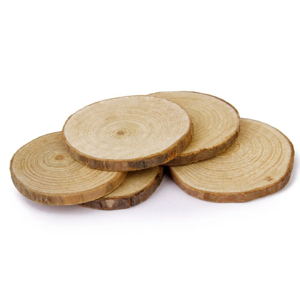 

10Pcs Wood Log Slices Discs Fine Polished Natural Wood Color 7-9cm for Wedding Centerpieces DIY Crafts Decor Log Slices