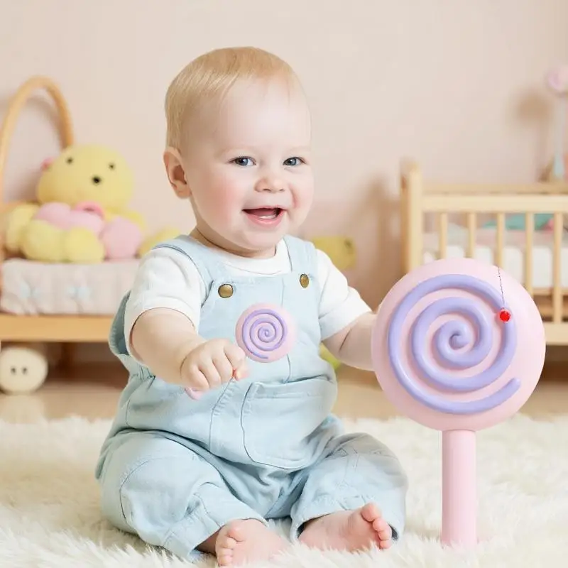 1 pçs bonito bebê mordedor brinquedos treinamento força de aperto forma pirulito bebê reborn silicone macio especial acessório do bebê brinquedo de mascar