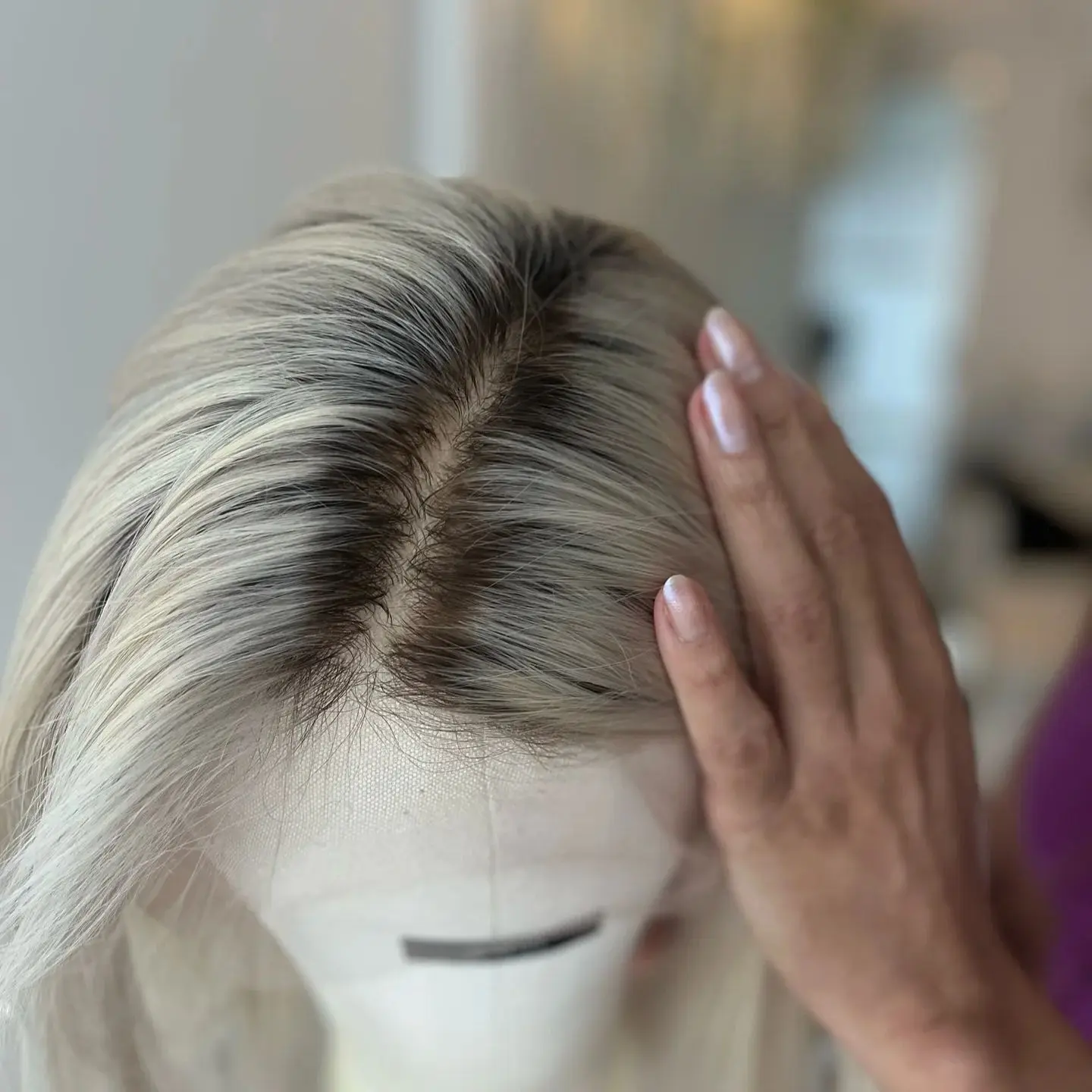 14“ New Style Ombre White Blonde Natural Straight Soft 180% High Density Synthetic Lace Frontal Wigs Glueless Wig Costume Woman