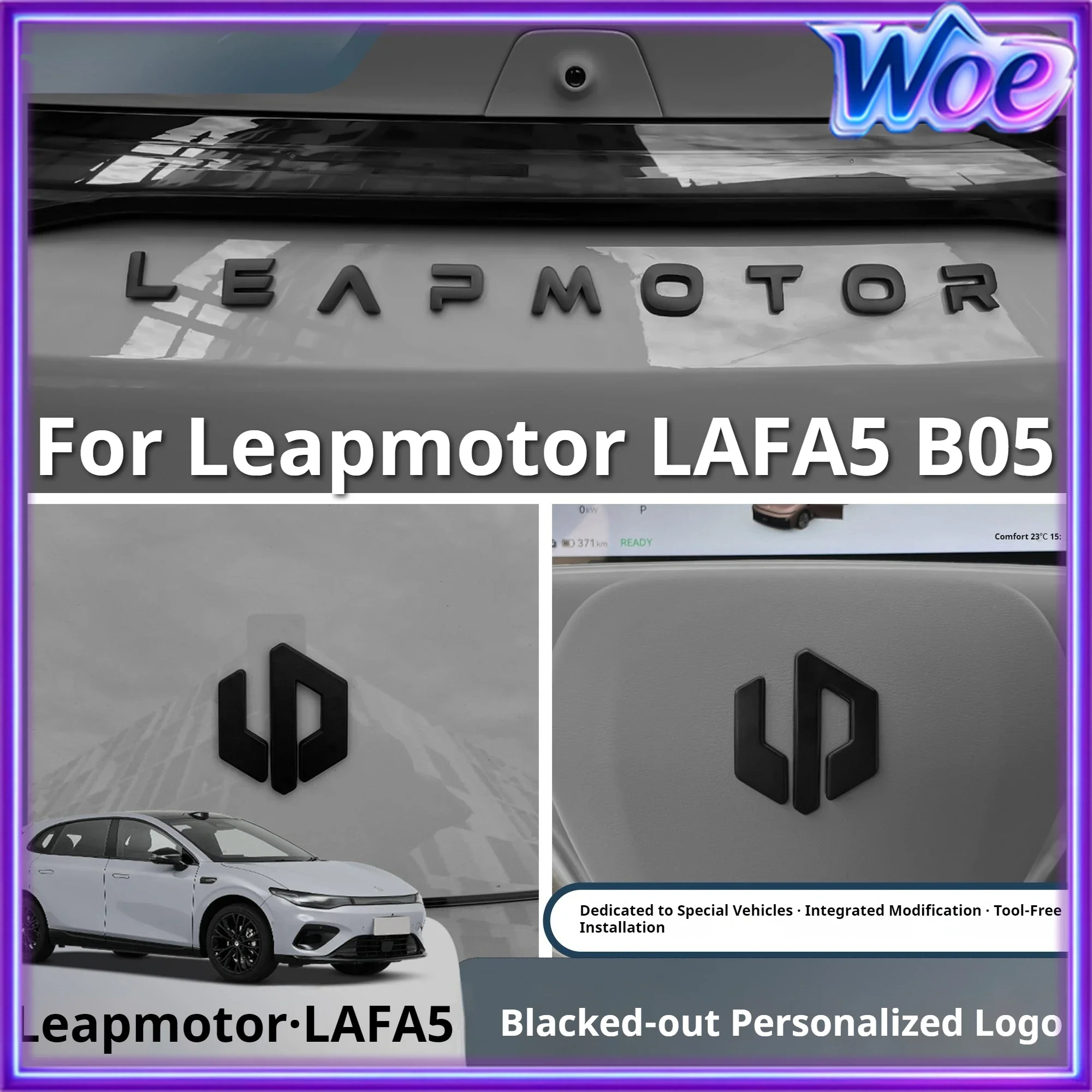 Fit For Leapmotor LAFA5 B05 Front Rear Emblem Black Badge Letter Blackout Kit Glossy Black Exterior Styling