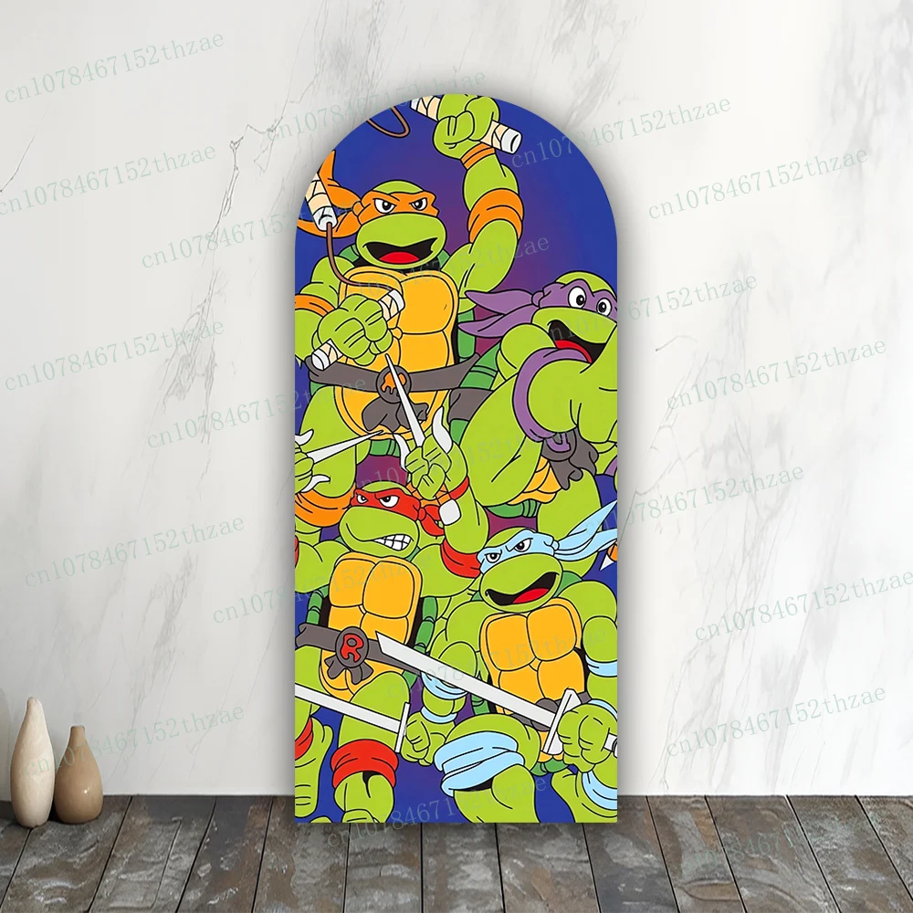 Toile de fond de photo de tortues ninja mutantes pour adolescents, toile de fond de photographie d'arc, fête d'anniversaire, baby shower