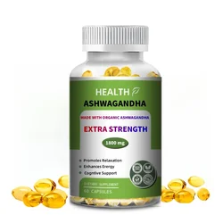 HEALTH Pure Organic Ashwagandha Root Extract Capsule 1800mg Supplement Help Stress, Focus, Brain, Energy Support Sleep Health