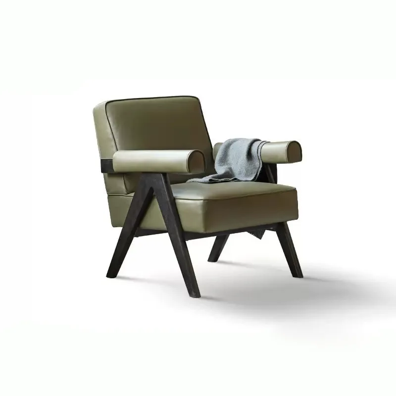 

Retro solid wood, casual sofa chair, light luxury wabi-sabi wind, balcony bedroom single leisure chair
