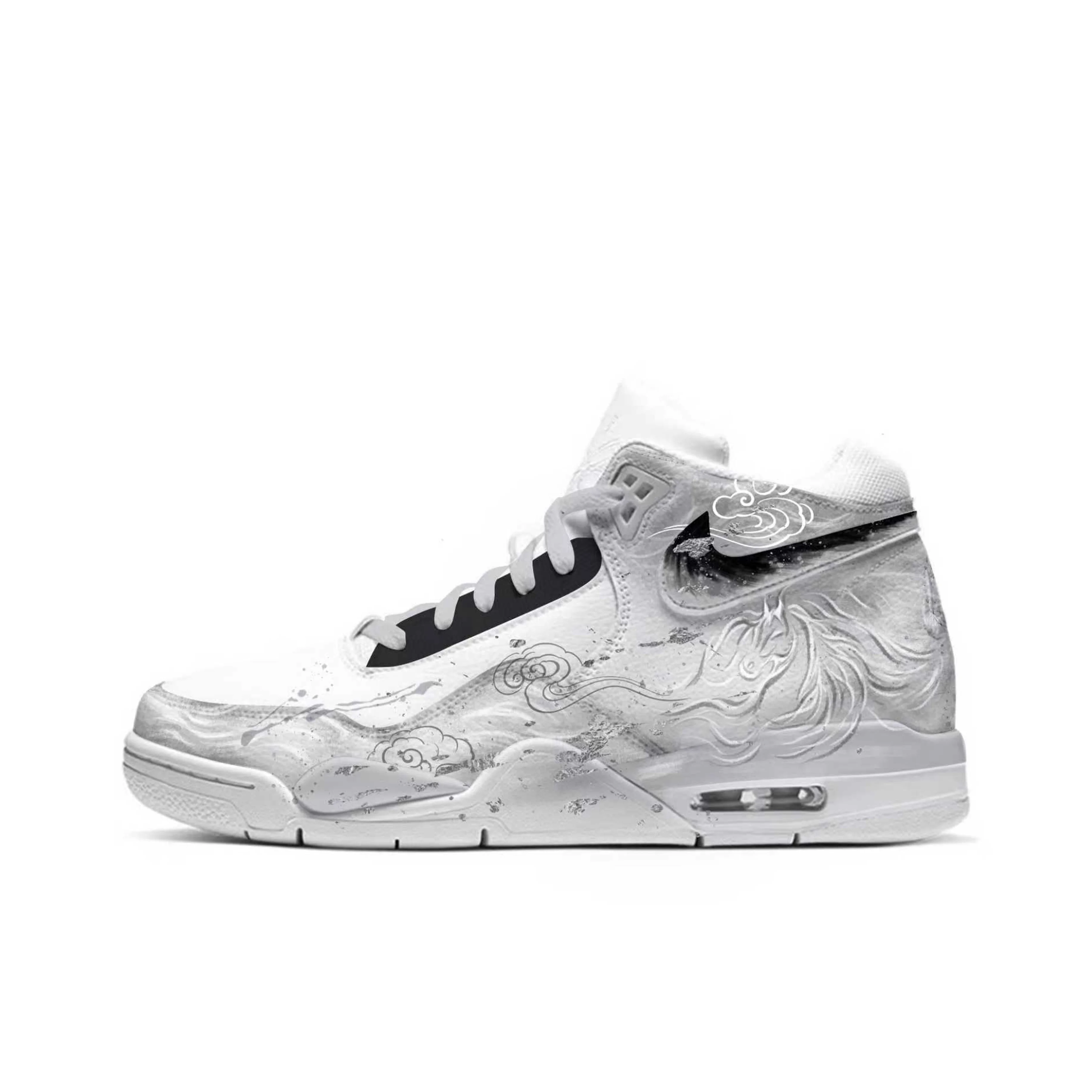 Nike Flight Legacy Plain Cloud Pattern Abrasion Resistant Slip Resistant Mid top Vintage Basketball Shoes Unisex