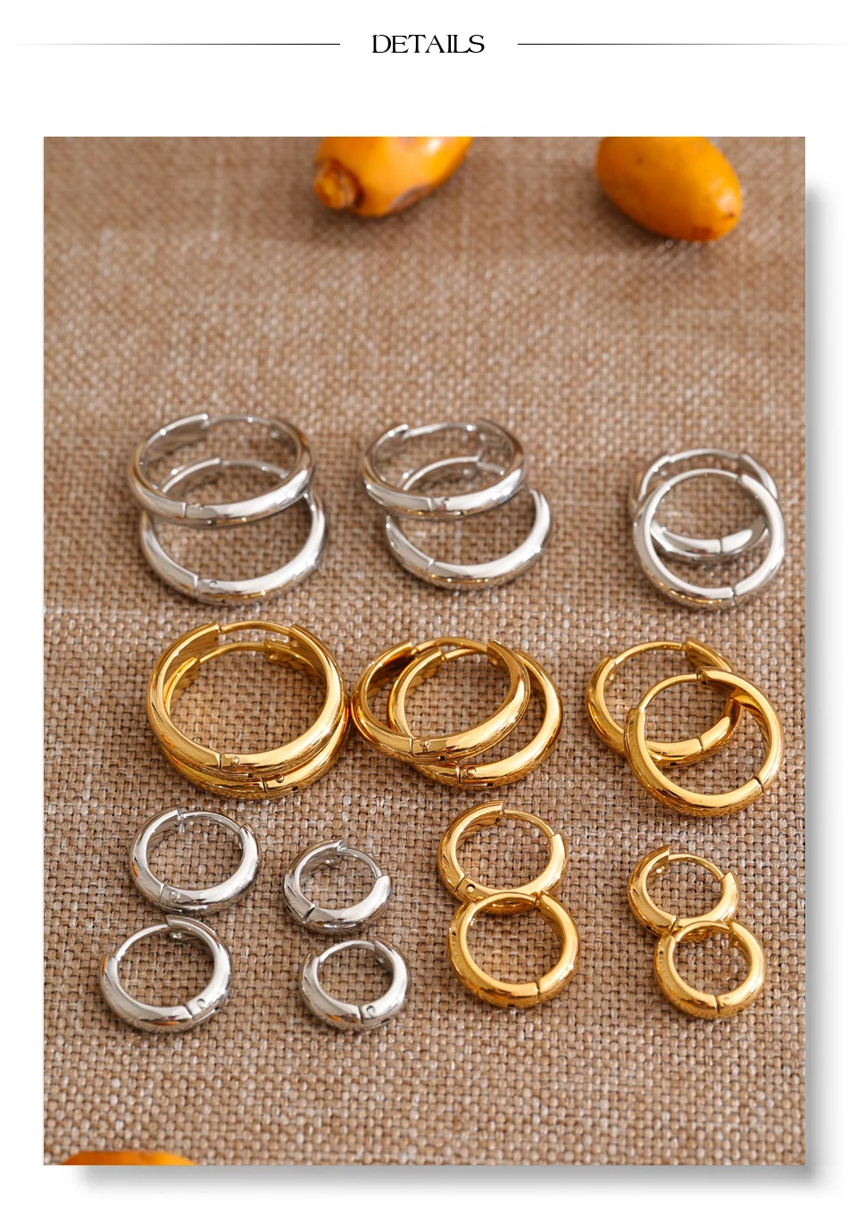 Yhpup Edelstahl-Creolen für Damen und Herren, Unisex-Accessoires, wasserdichtes Metall, schlichter, täglicher, charmanter Schmuck – Detail 4