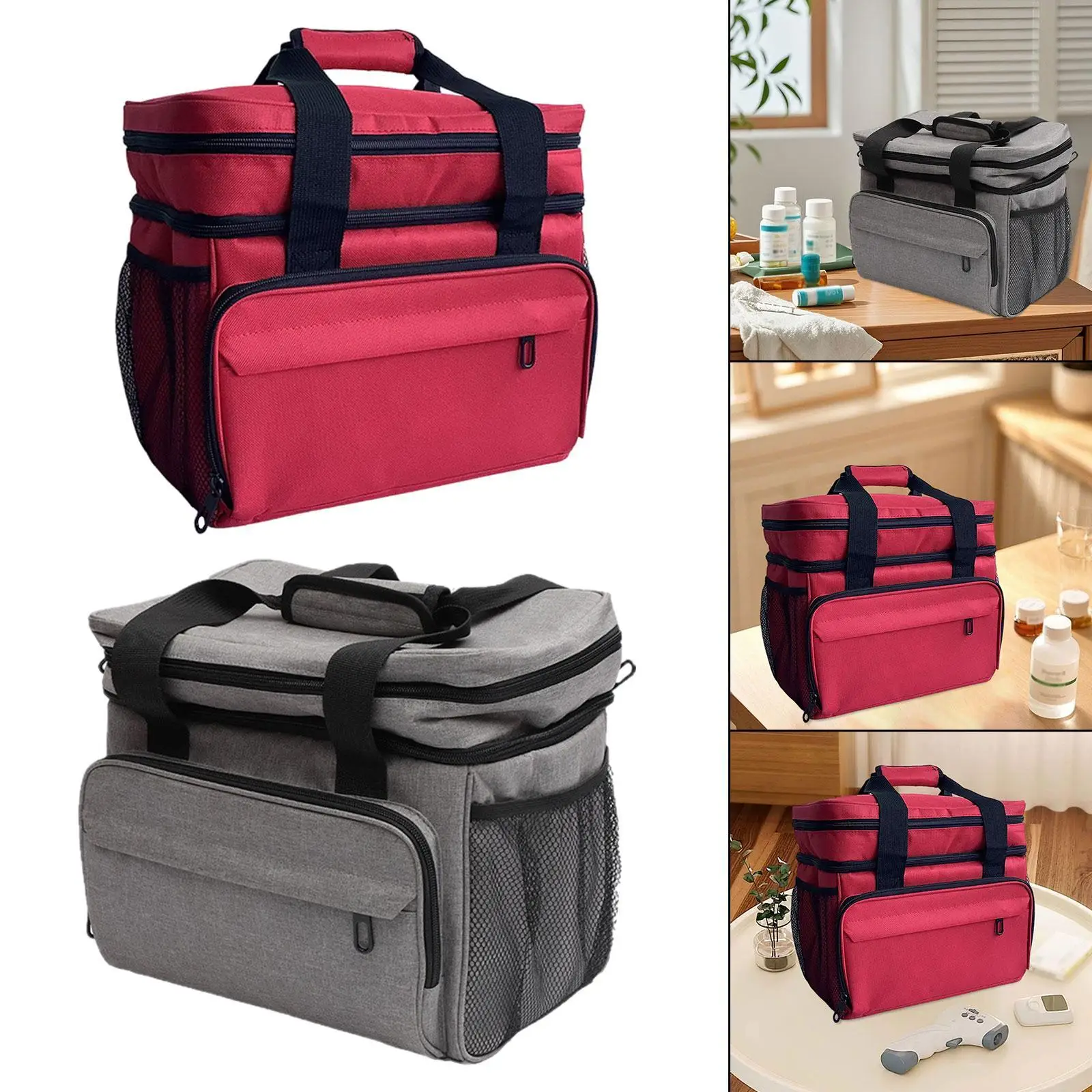 

Medicine Organizer First Aid Bag Empty Smooth Zipper Medical Storage Bag Bottle Organizer for Travel Outdoor Workplace