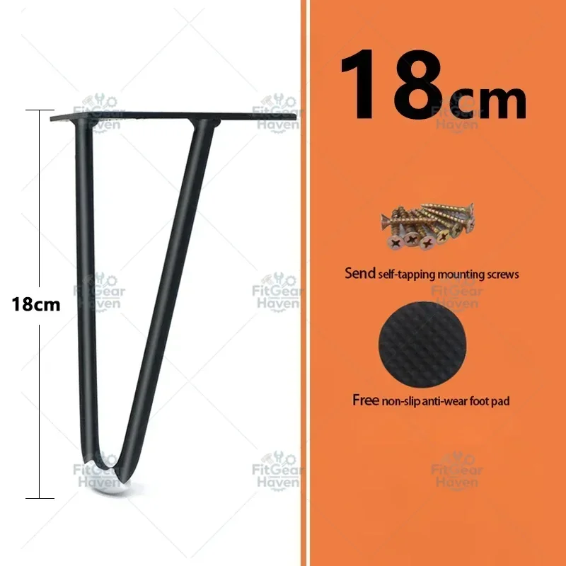 4Pcs Black Gold Metal Furniture Legs 10‑40cm Iron Hairpin Legs for Coffee Table Cabinet Sofa