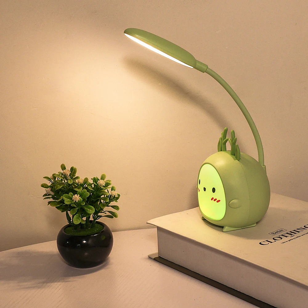 

Cartoon Led Desk Lamp USB Rechargeable Three-speed Dimming Dormitory Reading Eye Protection Night Light Bedroom Desktop Light